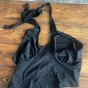 Ribbed Black Halter Crop Top